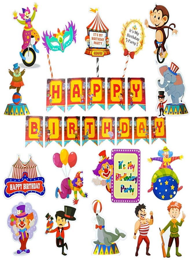 FI - FLICK IN Circus Latex & Paper Circus Theme Birthday Decoration Foil Curtain Cutouts Carnival Birthday Party Decorations (Pack of 60, Multicolor) - Image 3